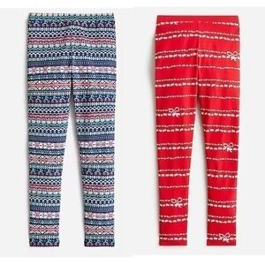 Bundle of 2 J.Crew Crewcuts Girls Christmas Printed Leggings (Size 12)